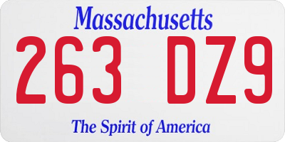 MA license plate 263DZ9