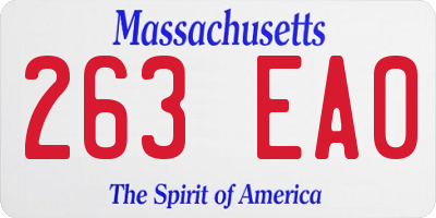 MA license plate 263EA0