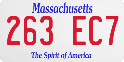 MA license plate 263EC7