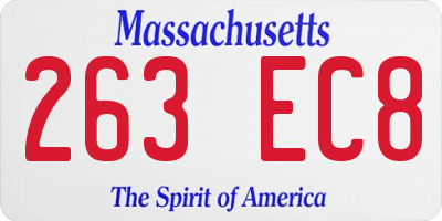 MA license plate 263EC8