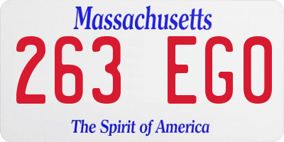MA license plate 263EG0