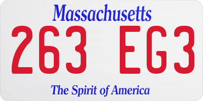 MA license plate 263EG3
