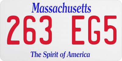 MA license plate 263EG5