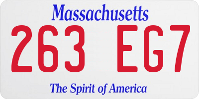 MA license plate 263EG7