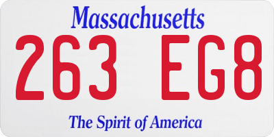 MA license plate 263EG8