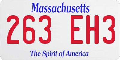 MA license plate 263EH3