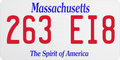 MA license plate 263EI8