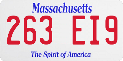 MA license plate 263EI9