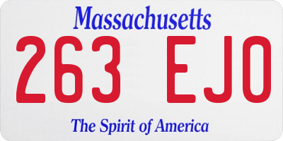 MA license plate 263EJ0