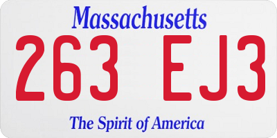 MA license plate 263EJ3