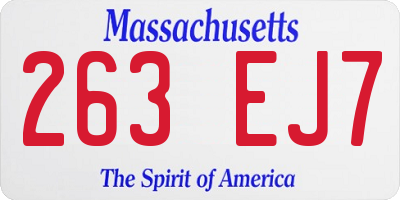 MA license plate 263EJ7