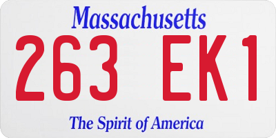 MA license plate 263EK1