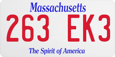 MA license plate 263EK3