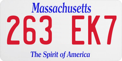 MA license plate 263EK7