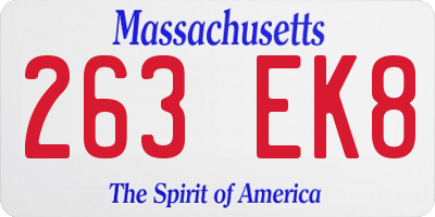 MA license plate 263EK8