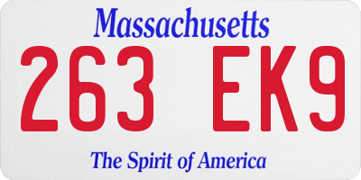 MA license plate 263EK9