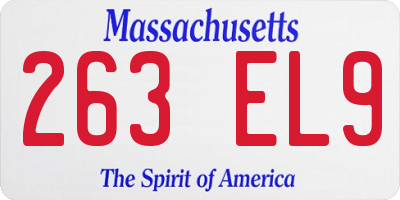 MA license plate 263EL9