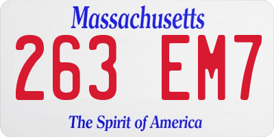 MA license plate 263EM7