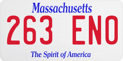 MA license plate 263EN0