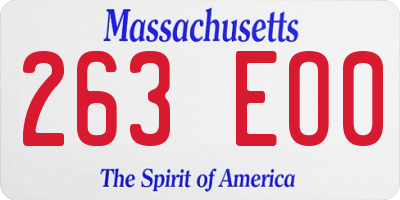 MA license plate 263EO0