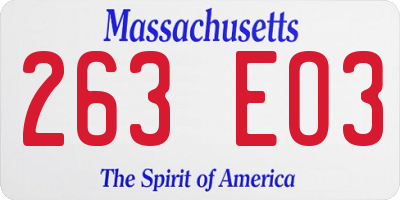 MA license plate 263EO3