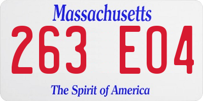 MA license plate 263EO4