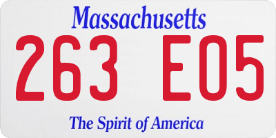 MA license plate 263EO5