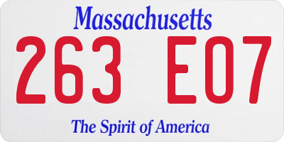 MA license plate 263EO7