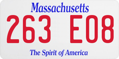 MA license plate 263EO8