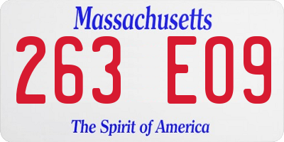 MA license plate 263EO9