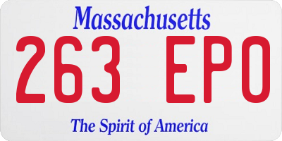 MA license plate 263EP0