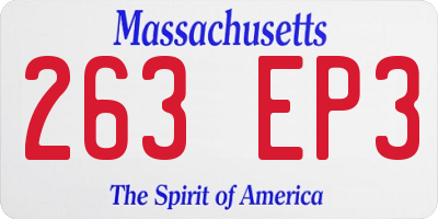 MA license plate 263EP3