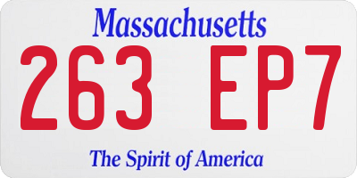 MA license plate 263EP7