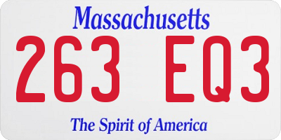 MA license plate 263EQ3