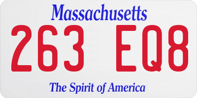 MA license plate 263EQ8