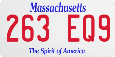 MA license plate 263EQ9