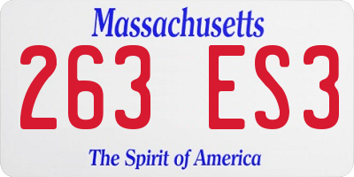 MA license plate 263ES3