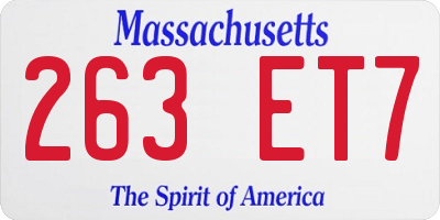 MA license plate 263ET7