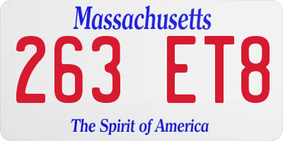 MA license plate 263ET8