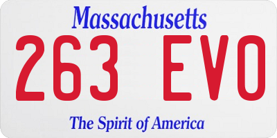 MA license plate 263EV0
