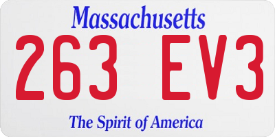 MA license plate 263EV3
