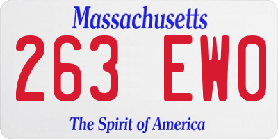 MA license plate 263EW0