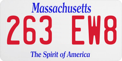 MA license plate 263EW8