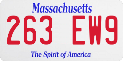 MA license plate 263EW9