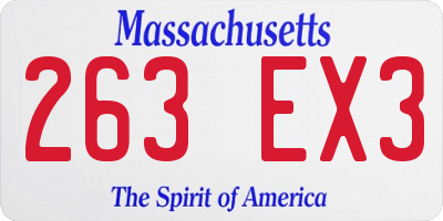 MA license plate 263EX3