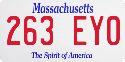 MA license plate 263EY0