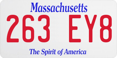 MA license plate 263EY8