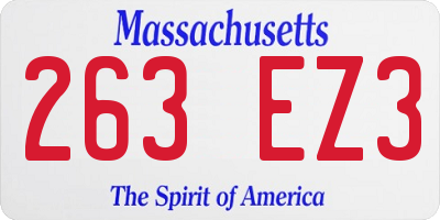 MA license plate 263EZ3