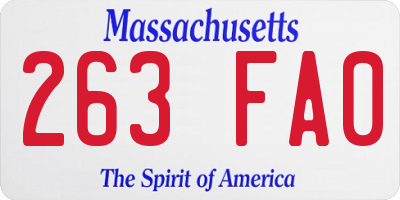 MA license plate 263FA0