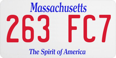 MA license plate 263FC7